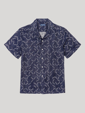 ROBERTO SHIRT JACQUARD LINEAR TILE PRINT