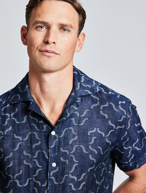 ROBERTO SHIRT JACQUARD LINEAR TILE PRINT