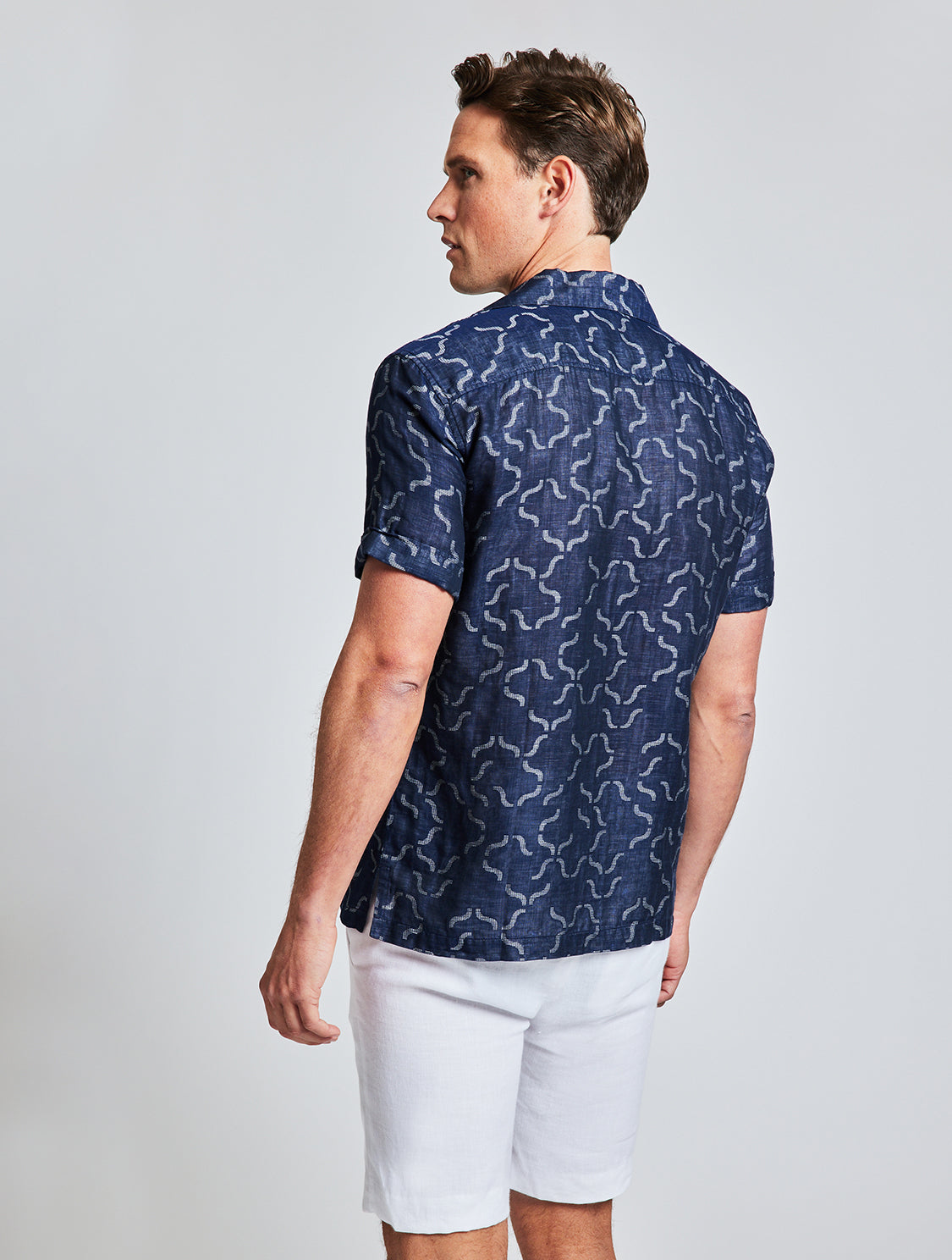 ROBERTO SHIRT JACQUARD LINEAR TILE PRINT